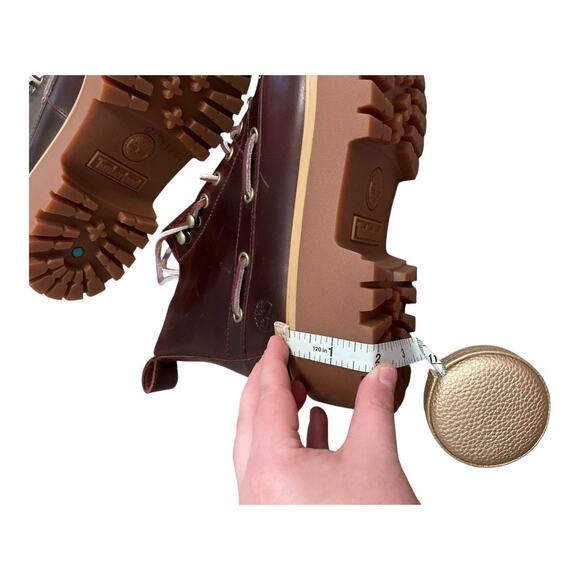 Timberland Women's Lace Up Boots - Burgundy and Tan - Picture 6 of 7